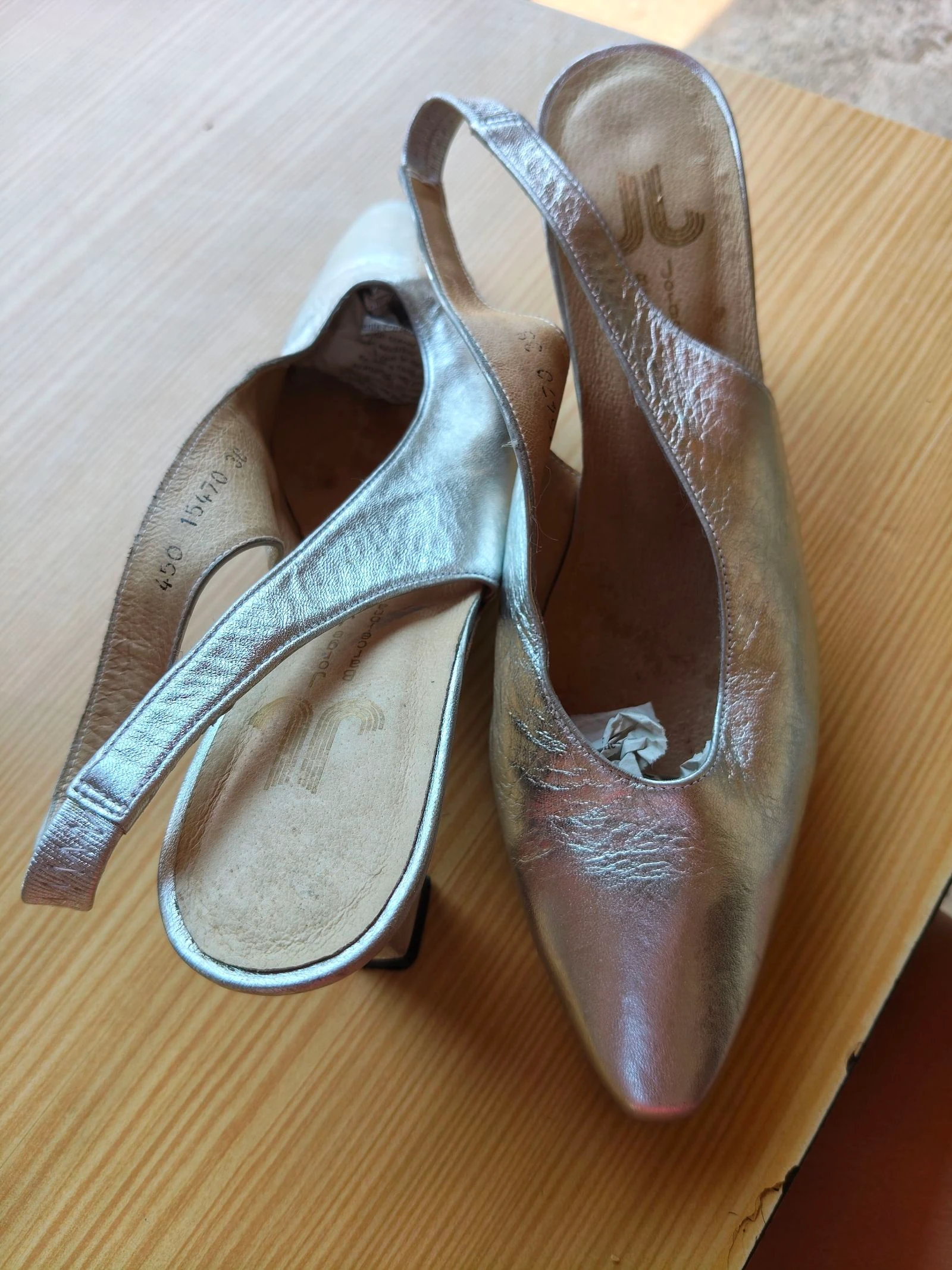JJ-Zilveren lederen hakken dames 38 beklede middelhoge hak – photo 2